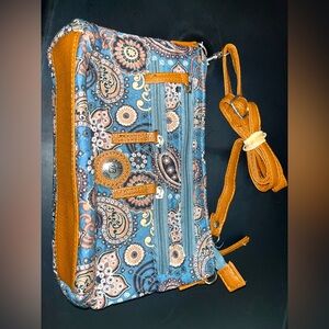 Stone Mountain Accessories Blue and Tan Crossbody Bag